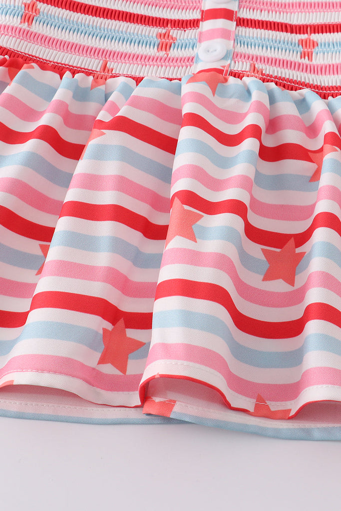 Pink stripe star shorts set