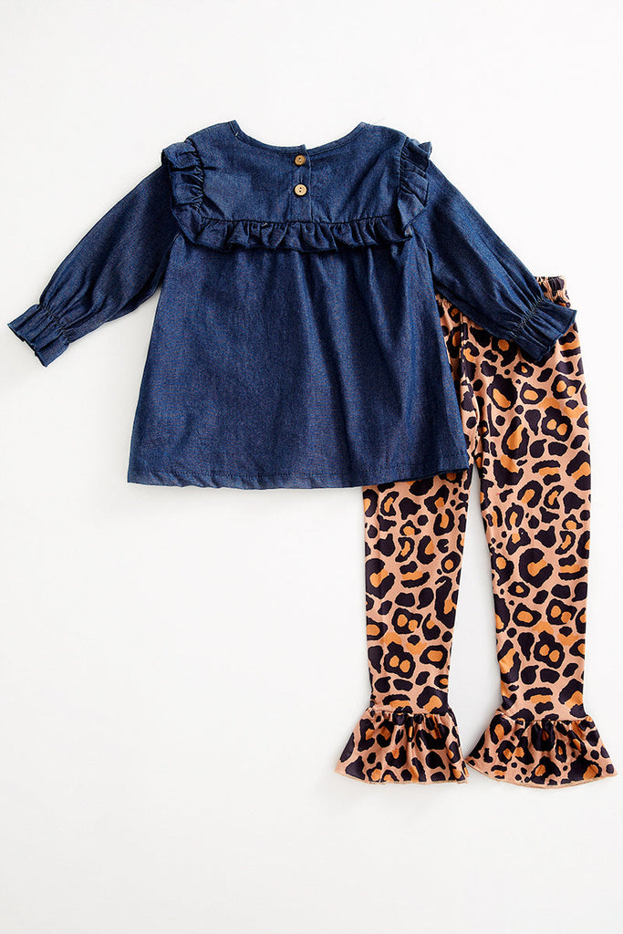 Denim blue leopard turkey pants outfit