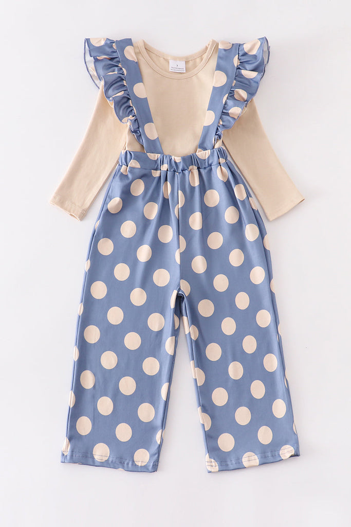 Blue dot suspenders set