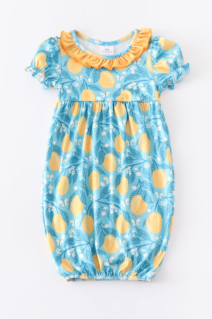 Yellow lemon ruffle baby gown