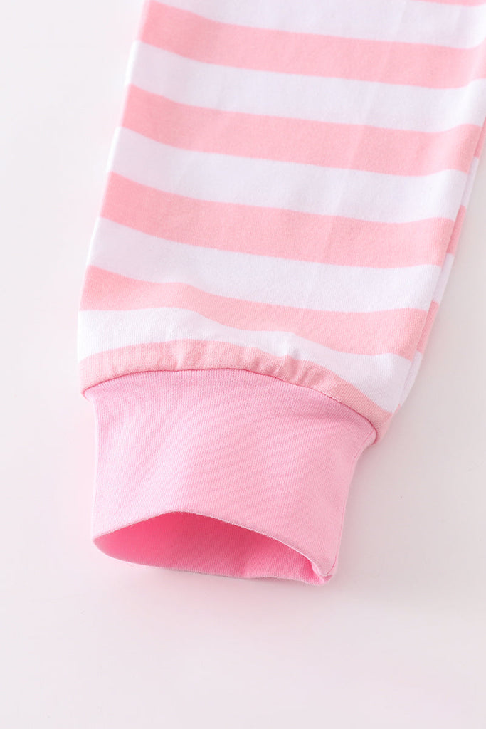 Pink stripe santa pajamas set