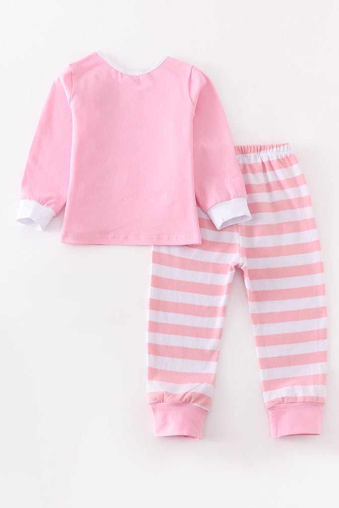 Pink stripe santa pajamas set