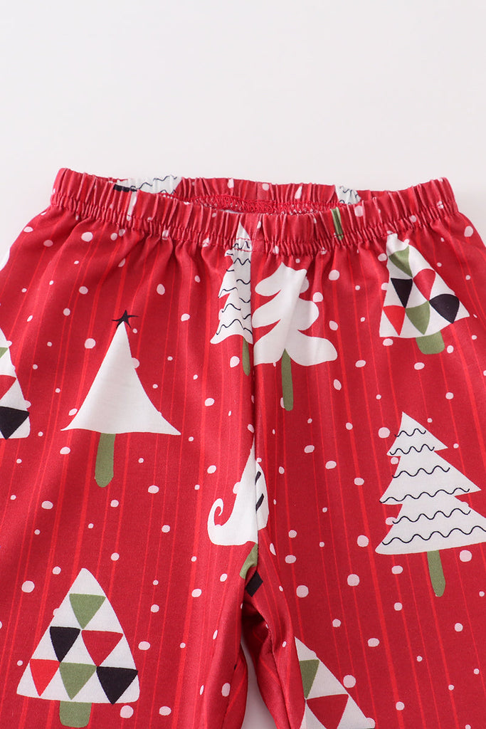 Red christmas tree pajamas set
