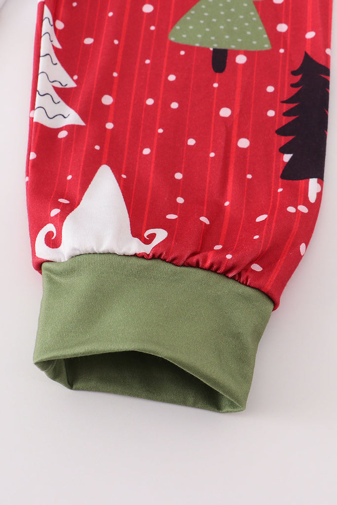 Red christmas tree pajamas set