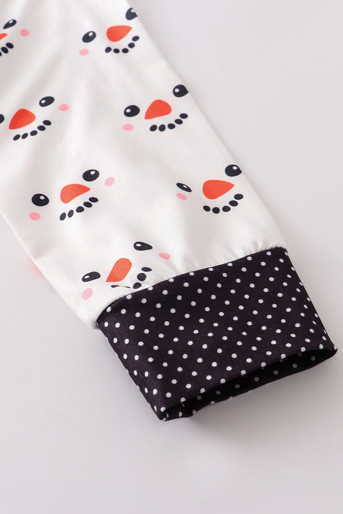 White snowman print pajamas set