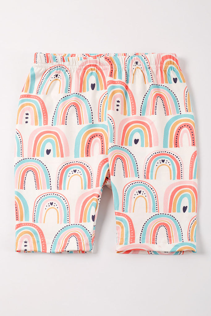 Rainbow print girls bike shorts