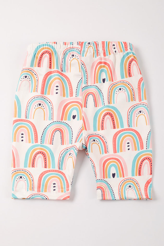 Rainbow print girls bike shorts