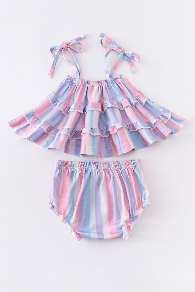Purple stripe strap baby set