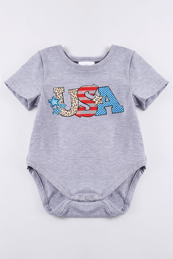 Grey "USA" print baby romper