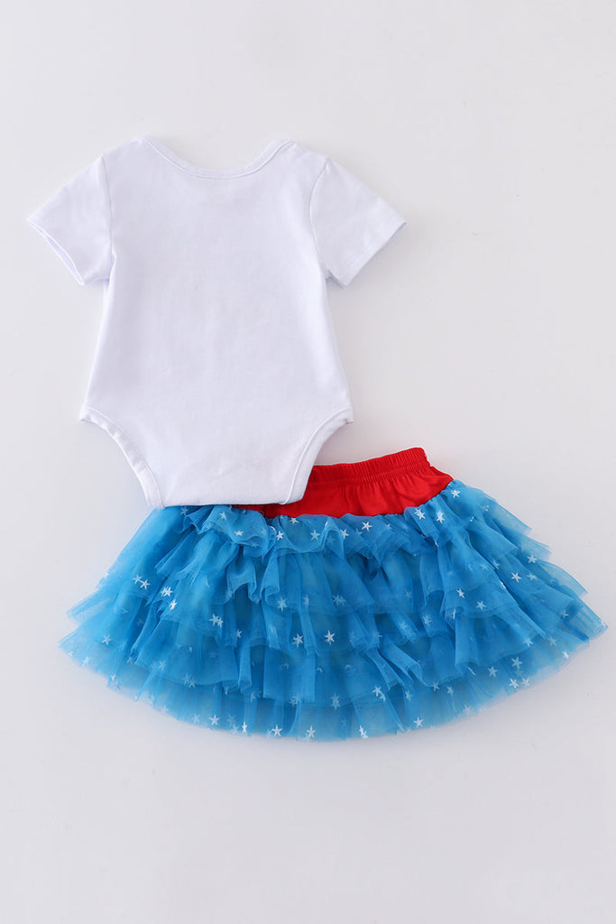 White "america girl" baby skirt set